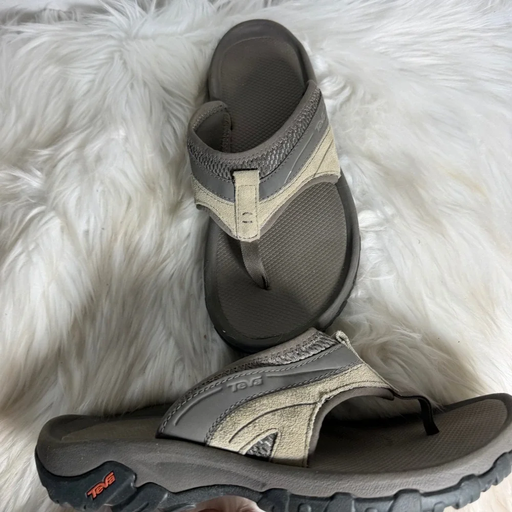 Teva Katavi Thong Sandals Mens 9‎ Brown Suede Mesh Flip Flops 1002432